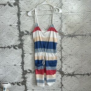 Striped summer swimsuit coverup dress